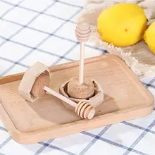 220 мл/380 мл Шестигранная стеклянная бутылка для меда с деревянным стержнем для перемешивания 72XF