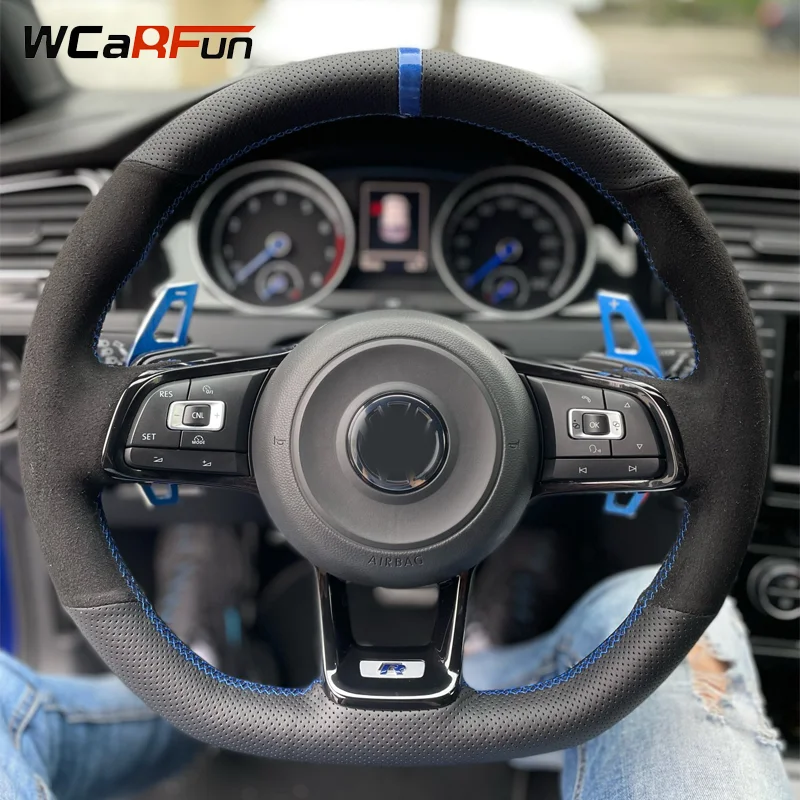 WCaRFun под заказ черная замшевая кожа искусственная для Volkswagen Golf 7 MK7 GTI R VW Polo Scirocco 2015