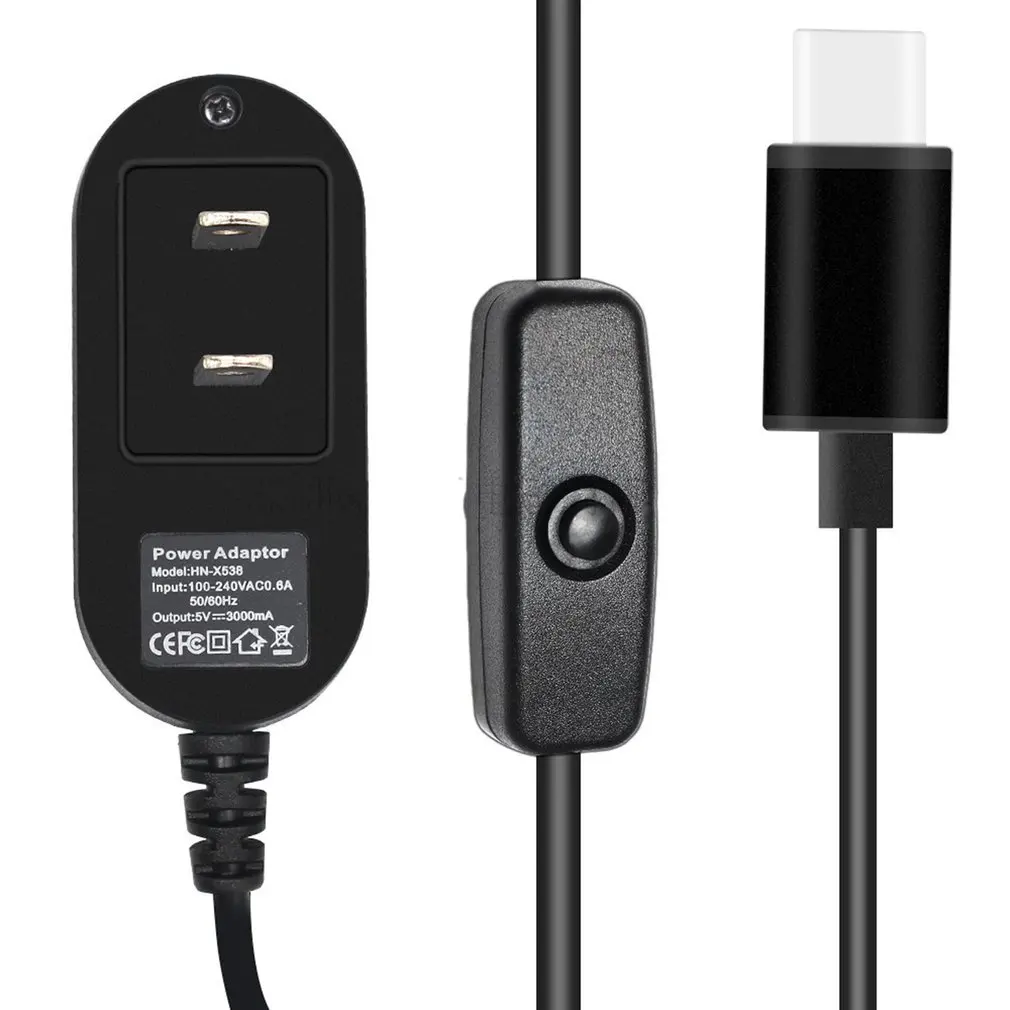 Для Raspberry Pi 4 адаптер питания вкл/выкл переключатель USB-C 5 в 3.0A США ЕС штекер USB-C тип-c блок питания