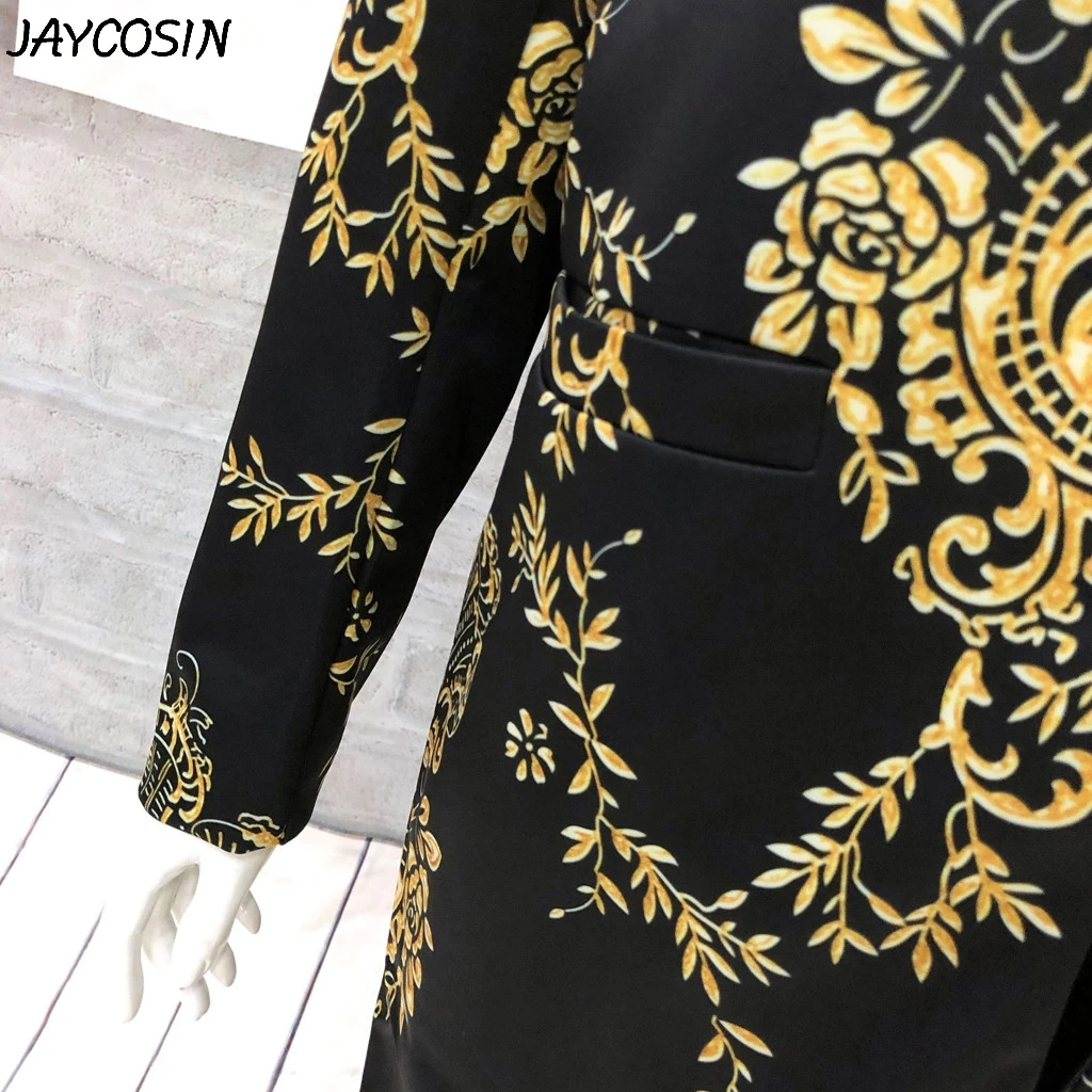 JAYCOSIN, женские куртки, модные, Ретро стиль, цветочный принт, на пуговицах, с карманами, пальто, зимнее, теплое, широкое, Женский блейзер, куртки, длинные пальто