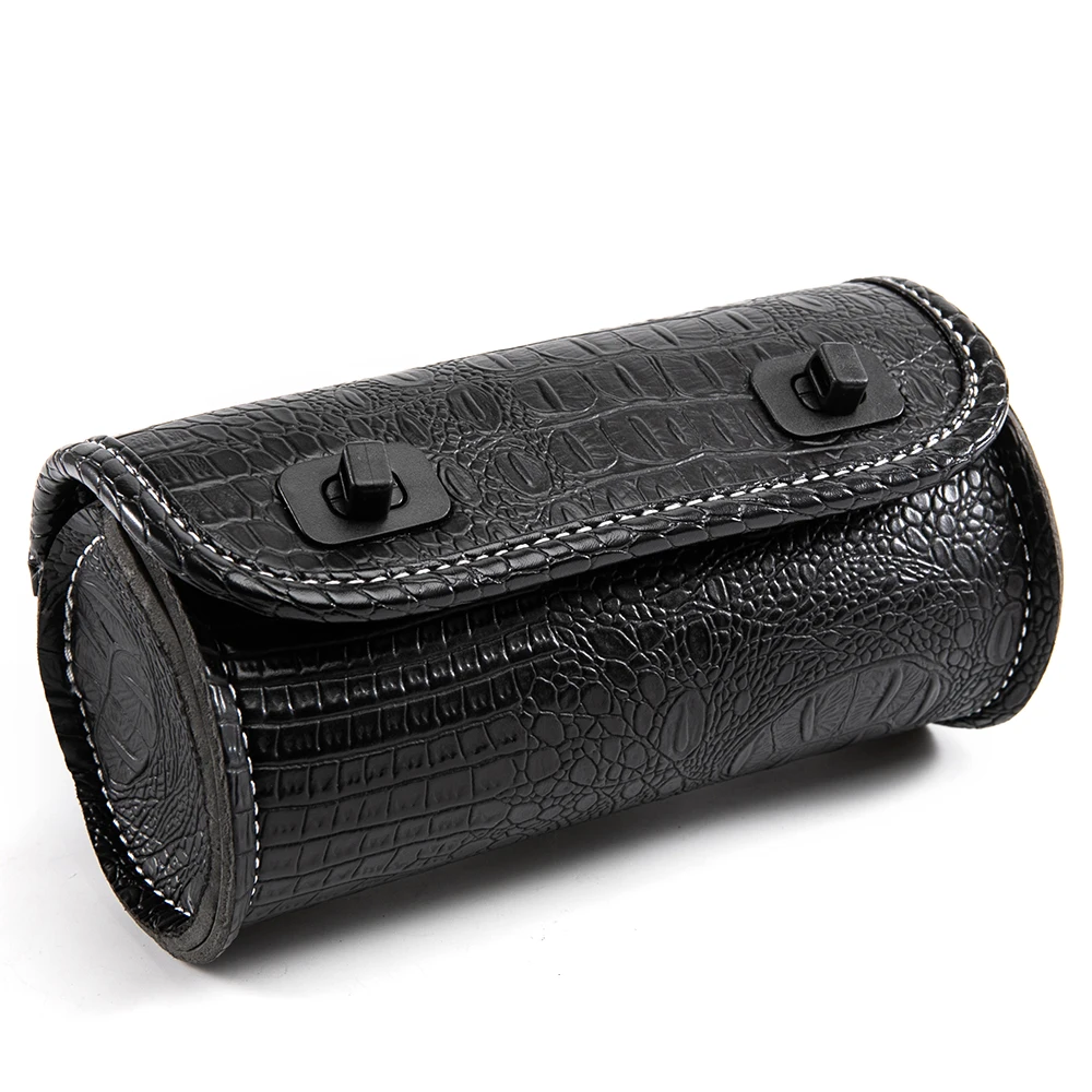 For Harley Sportster Chopper Bobber Cruiser Dyna Softail Saddlebag Leather Saddle Luggage PU Bags Front Fork Tool Bag toolbag