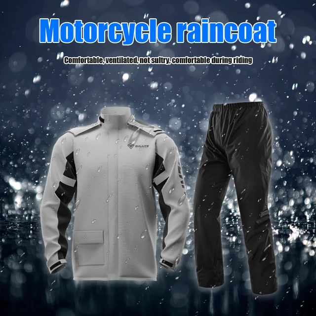 Sulaite Man Reflective Motorcycle Rain Suit Waterproof Rain Jacket + Pants  With Shoe Covers Grey/greem - AliExpress