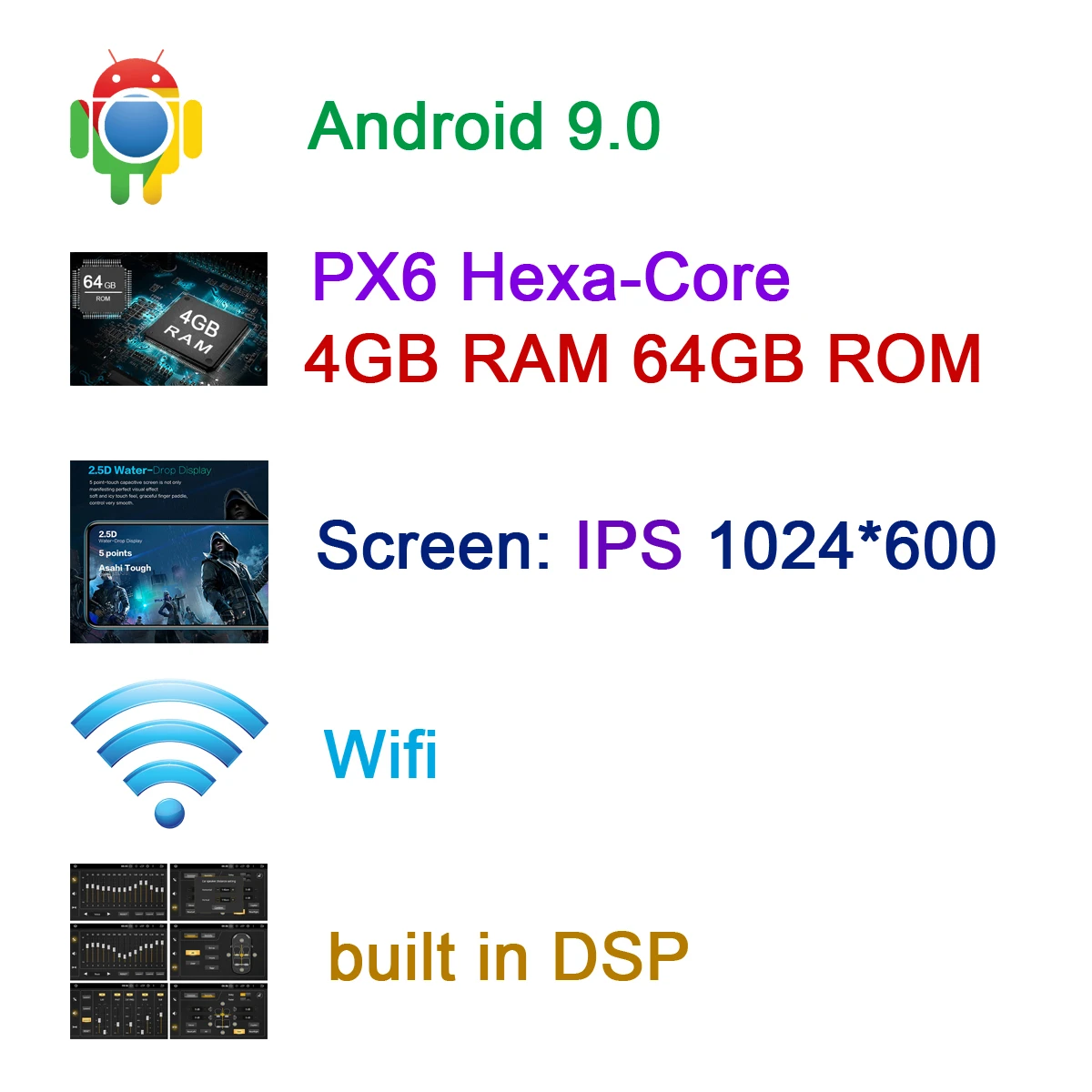 4-64 PX6 2 Din 9 дюймов Android 9,0 Gps навигация PX6 DSP Восьмиядерный автомобильный Радио Мультимедиа Радио для 2004 2005 2006-2011 Ford Focus Exi At - Цвет: 4-64 PX6