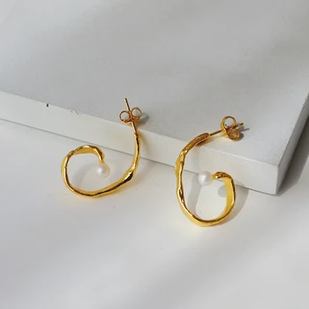 

Timeless Wonder Glam Natural Pearl Geo Twist Stud Earrings Women Statement Jewelry Gothic Boho Designer Ins Top Trendy Punk 3163