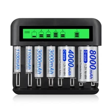 Aliexpress - 8 Slots Smart Intelligent Battery Charger Fast Charge For AA / AAA / C / D Ni-MH / Ni-Cd Rechargeable Battery LCD Display