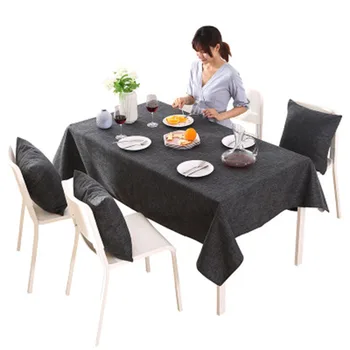 

Cotton and linen tablecloth waterproof and oil-free disposable rectangular tablecloth thickening net black tea table mat