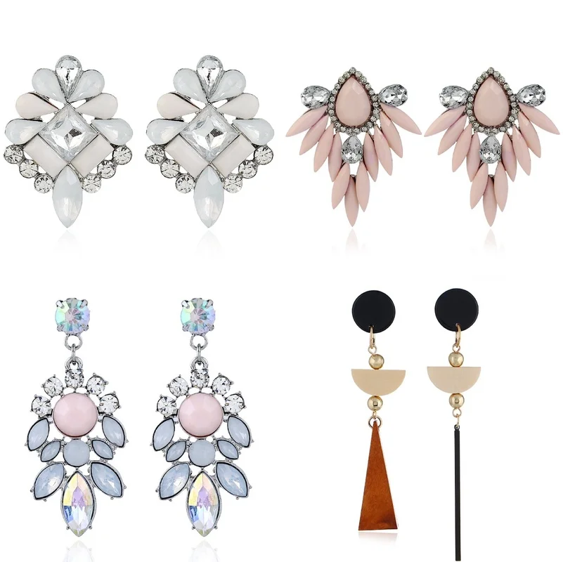 

Geometric Crystal Earrings Vintage Rhinestone Earrings Fashion Exaggerated Earrings Ladies Dangle Earrings Fashion Jewelry