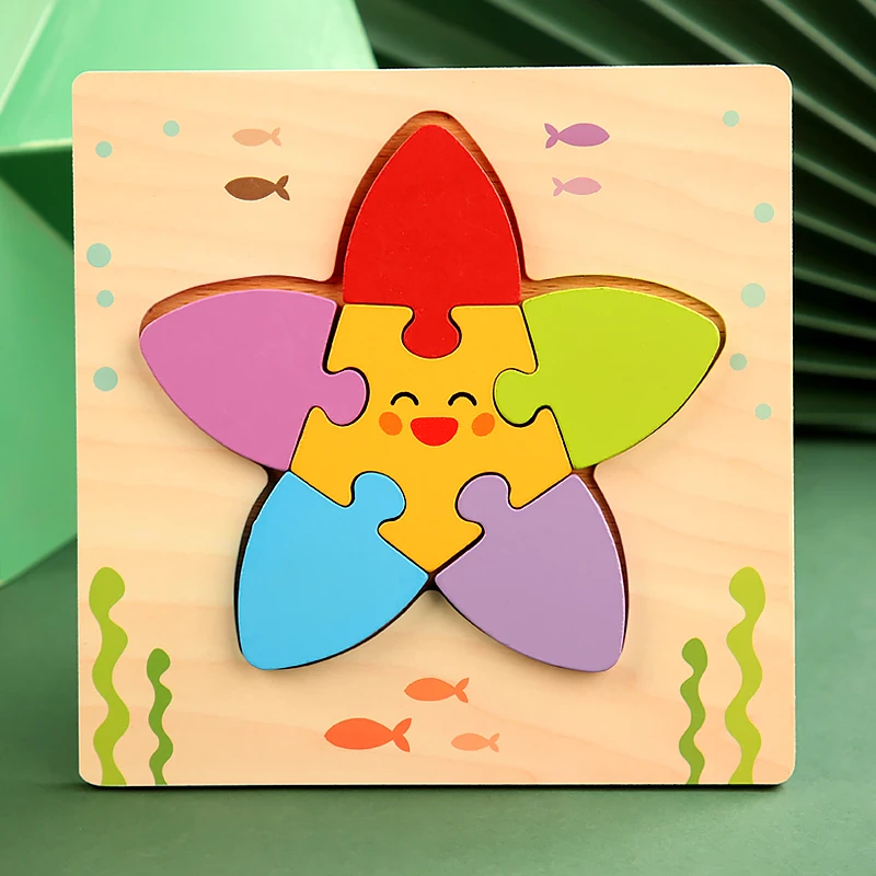 High Quality 3D Wooden Puzzles Educational Cartoon Animals Early Learning Cognition Intelligence Puzzle Game For Children Toys 25