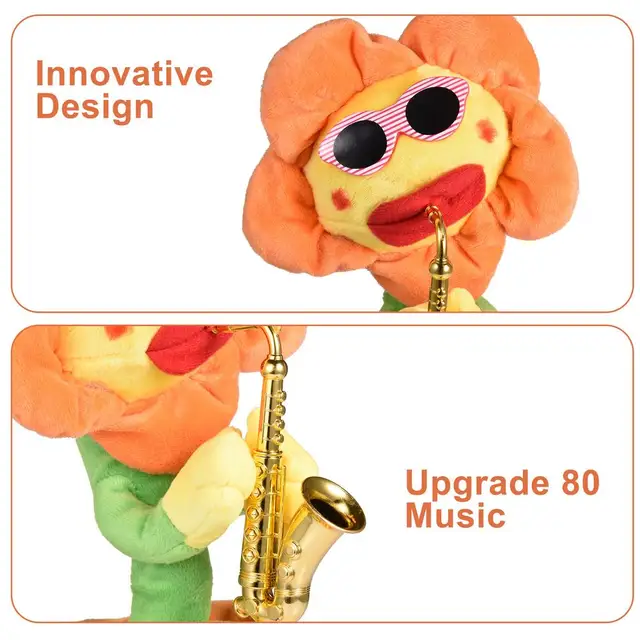 Sing & Dance Saxophone Sunflower Upgrade Toy 80 Music With Lights