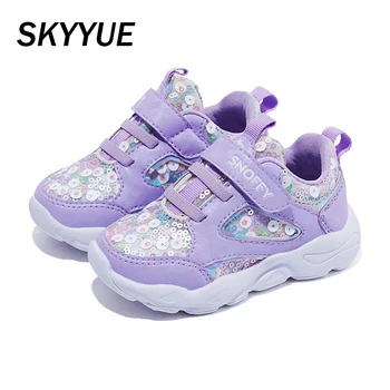 

New Spring Kids Sport Sneakers Children Glitter Casual Sneakers Baby Girls Black Brand Shoes Boys Mesh Sequin Sneakers Trainers