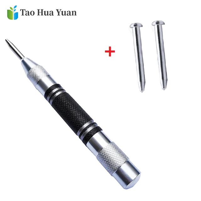 Tao Hua Yuan Super Strong Automatic Centre Punch and General Automatic Center Punch Adjustable Spring Loaded Metal Drill Tool AA 3pcs Silver