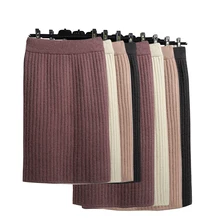 Модная осенне-зимняя трикотажная Женская юбка в Корейском стиле, высокая талия, тонкая эластичная прямая юбка, утолщенная Сексуальная посылка, юбки в бедрах 3122