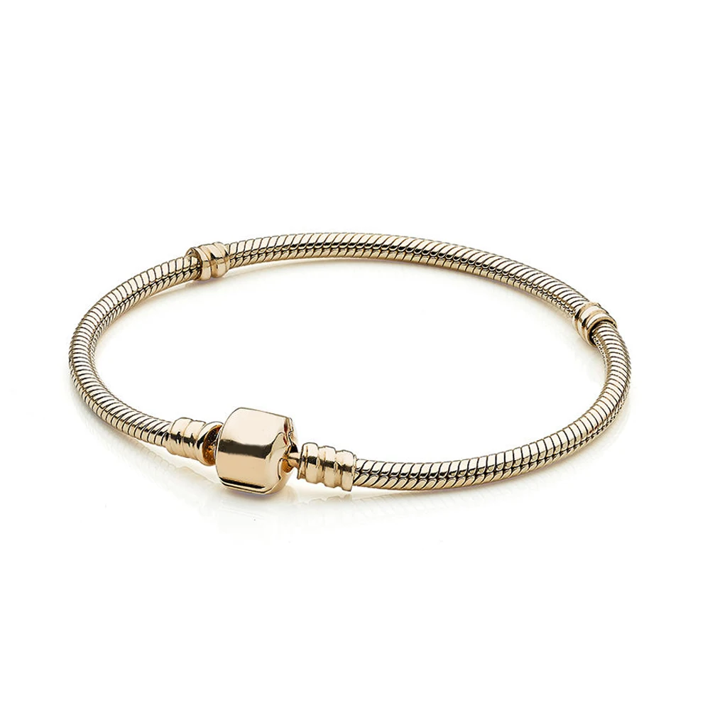 Новинка, новинка, 925 пробы, серебряный браслет Moments, Золотая застежка, браслет, очаровательный шарик для женщин, модный, сделай сам, подарок, ювелирное изделие