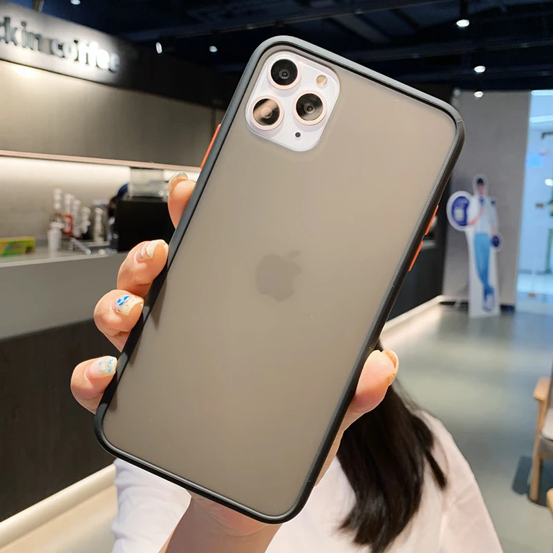 Чехол для телефона для iPhone 11 Pro X XR XS Max 7 8 Plus, роскошный Контрастный ЦВЕТНОЙ каркас, матовый жесткий защитный чехол для iPhone 11 - Цвет: ERHY-black