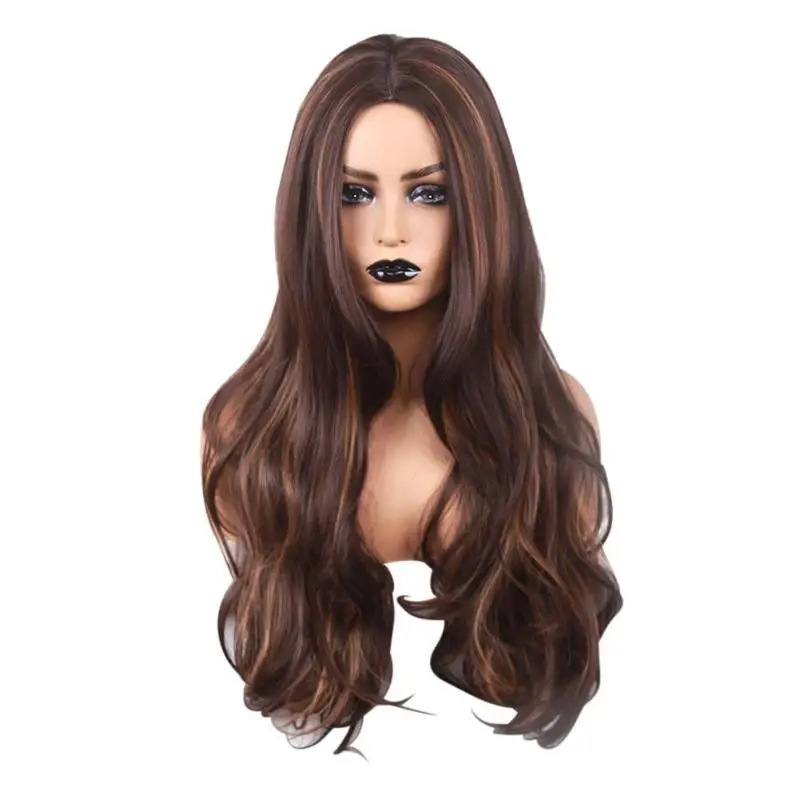 

Women Long Wavy Wigs Heat Resistant Synthetic Kinky Curly Hair Cosplay Wig for Women Wavy Cosplay Hair Wig