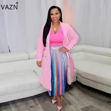 VAZN Лето Новое поступление Милая женская юбка 3 цвета полосатые плиссированные облегающие миди юбки SN3524