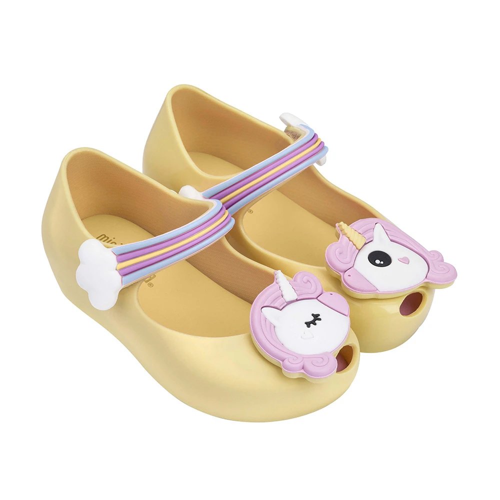 Мини Melissa Ultragirl Единорог девушка прозрачная обувь сандалии новая детская обувь мягкая подошва Melissa сандалии для детей Нескользящие - Цвет: Цвет: желтый