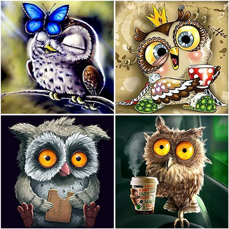

DIY 5D Diamond Painting Animal Cross Stitch Owl Diamond Embroidery Full Round Drill Resin Mosaic Picture Rhinestones Home Decor