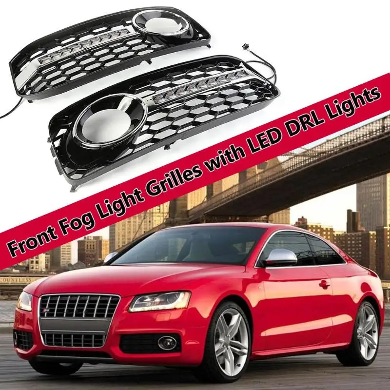 1 пара передних противотуманных фар решетки w/светодиодный DRL Для Audi A5 S5 Coupe S-Line 08-12