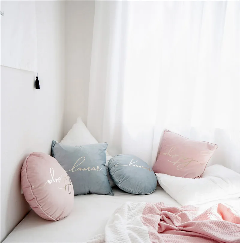 Скандинавские бархатные цветные окантовки горячего тиснения диванные подушки для кафе подушки для спальни чехлы для подушек