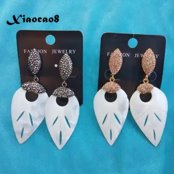 

Gold Black Rhinestone Earrings Women Shell Leaves Elegant Earrings for Women Luxury Wedding Statement Dangle Earrings Jewelry