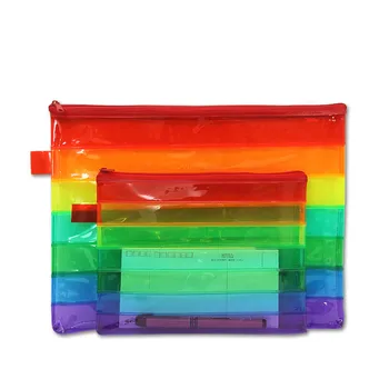

A6 Rainbow Zipper Paper File Folder Office Accessories Pencil Case Cosmetic Make up Brush Storage Bag Document Desk Organizer