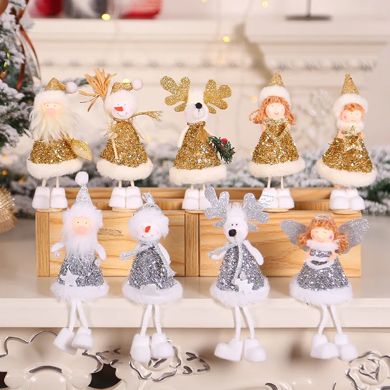 Год последние рождественские шелковые плюшевые куклы ангела орнамент с рождественской елкой Noel рождественские украшения для дома Navidad подарки