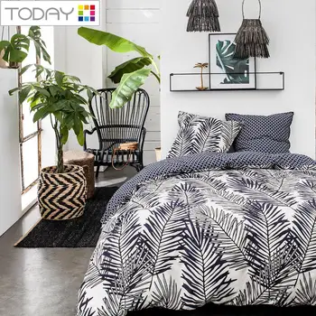 

TODAY bedding set home Floral white prints 100% cotton 57 Fils DUVET COVER 220x240cm + 2 CASES 63/63