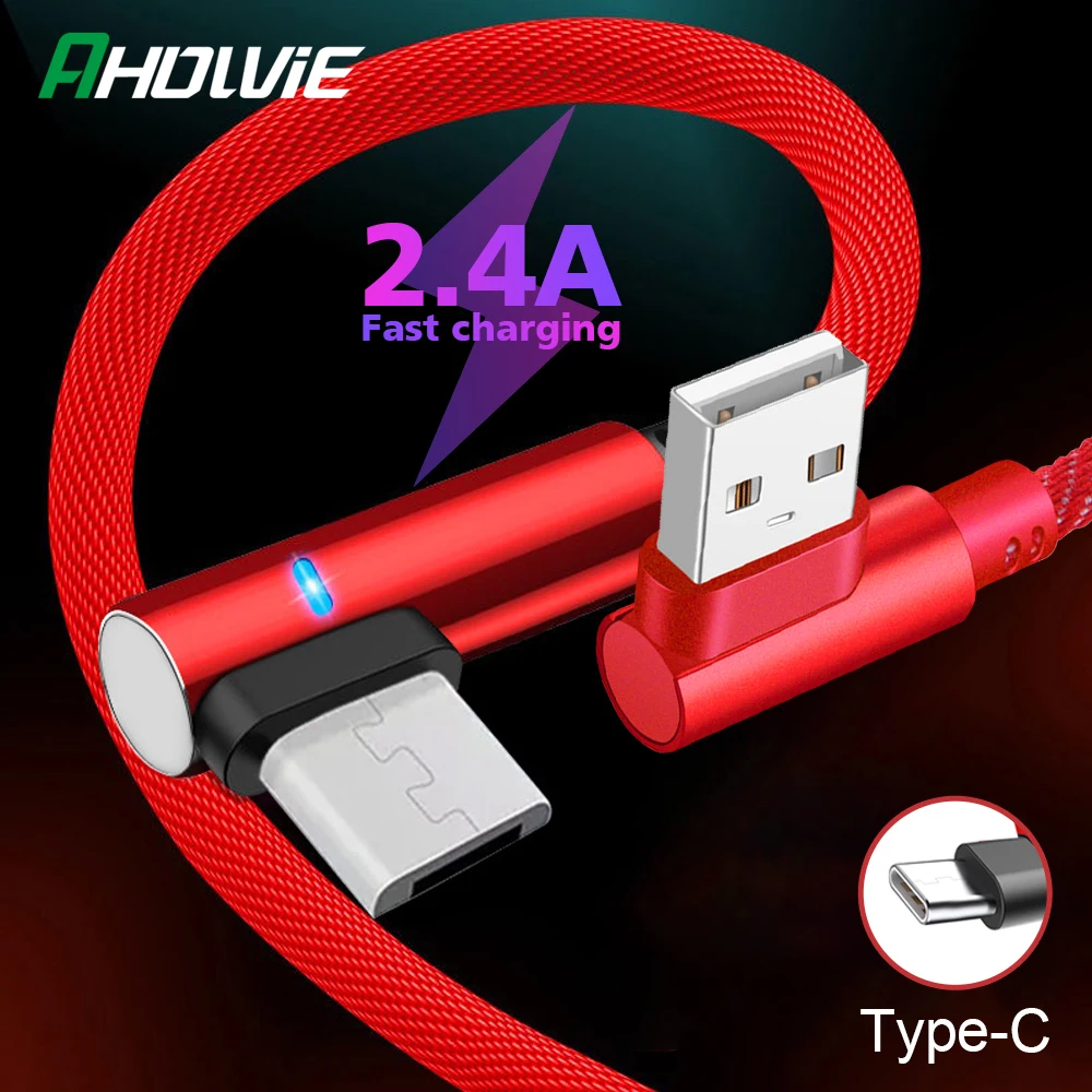 Micro usb type C кабель 2.4A 90 градусов быстрая зарядка зарядное устройство провод для Samsung A50 S10 Note 10 Plus Xiaomi Mix3 Iphone 11 XR