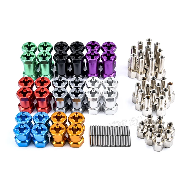 4pcs Aluminum 12mm Hex Wheel Hub Drive Adaptor 15/20/25mm Extension Combiner Coupler for 1/10 RC Car Crawler Axial SCX10 D90 2