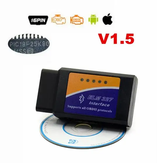 Orange V1.5 PIC18F25K80 оригинальная прошивка 1,5 ELM327 OBD2 Bluetooth диагностический интерфейс ELM 327 V1.5 сканер для безопасности автомобиля - Цвет: Orange V1.5