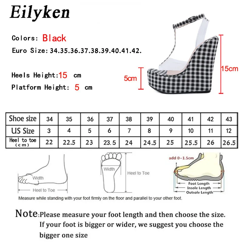 Women High Heels Platform Sandals Ankle Buckle Strap PVC Transparent