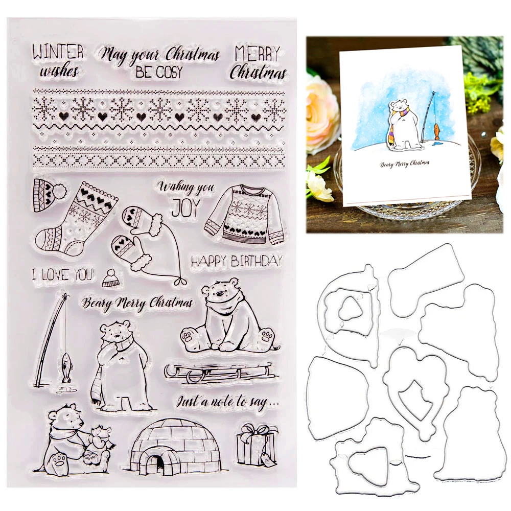 Рождество Медведь марки и штампы 2020 новый прозрачный штамп с металлом резки