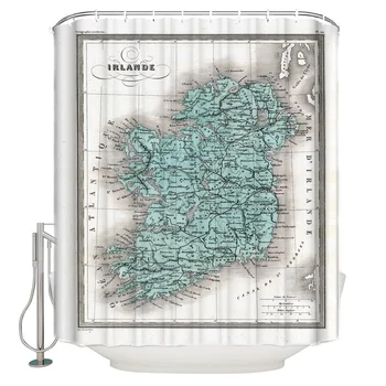 

Map Ireland Retro Style Dublin Atlas Blue Route Shower Curtain Waterproof Curtains Polyester Bath Curtain