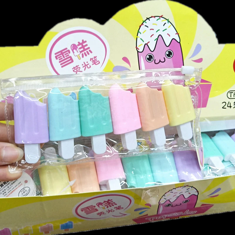 Highlighter Pen 6 Pieces Cute Kawaii Iscream Ice Cream Color, Highlighter Marker, highlighter marker,highlighter pen