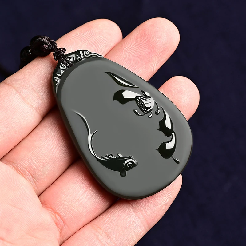Natural A Hetian Jade Carving Black 