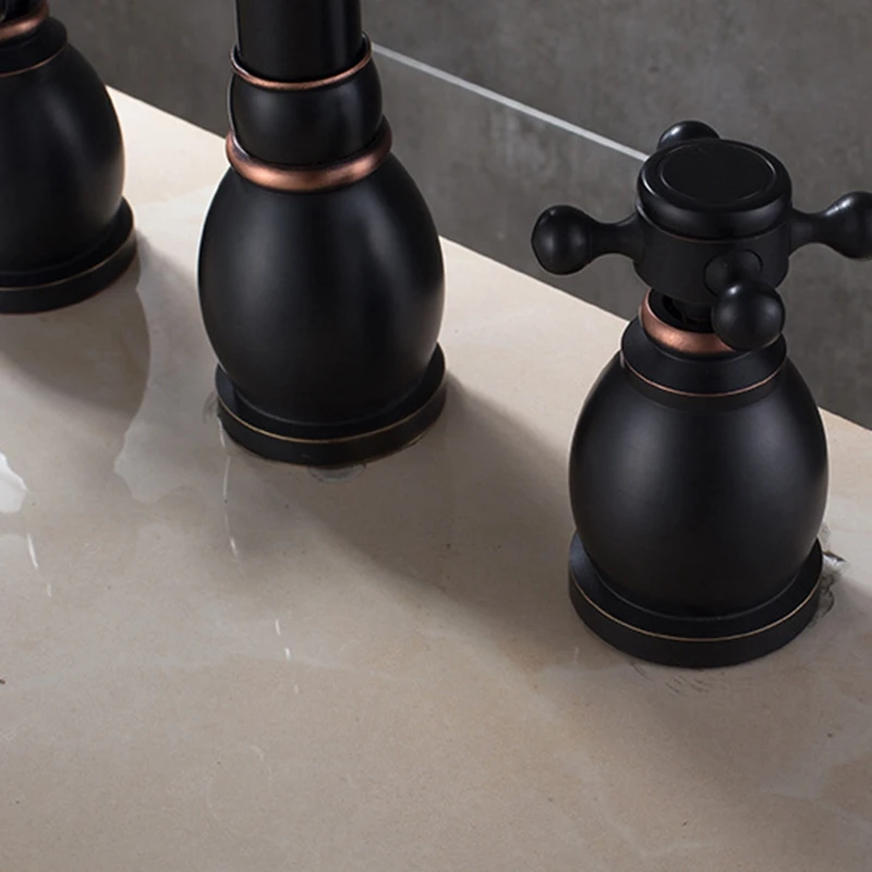  Hot and Cold Water Kitchen Sink Faucet Copper Water Mixer Tap Bronze - 4000443408629