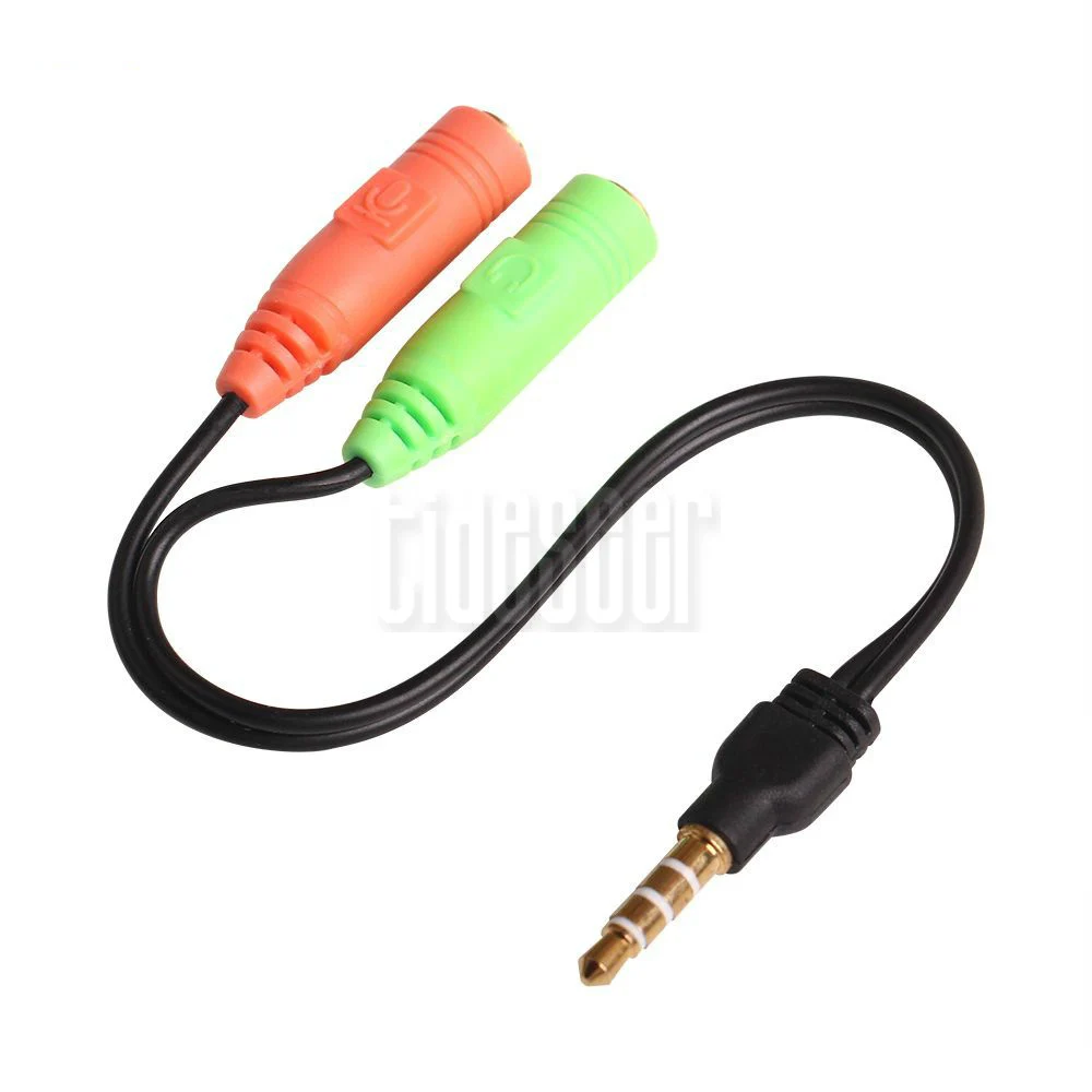 3 5mm Jack Audio Splitter 4 Pole Aux Extension Adapter Cable Male to 2 Female for PC Laptop Headphone Speaker Phone 100pcs