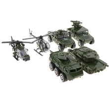 

6 in 1 Assorted 1/87 Vehicles Model Kids Tank for Jeep Army Toys