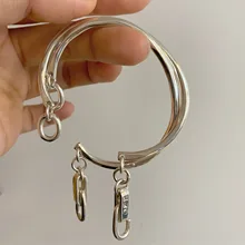 Xiyanike 925 Sterling Zilver Uniek Ontwerp Retro Verontruste Lock Knoop Haak Keten Clausule Dikke Armband Authentieke Mode Gift