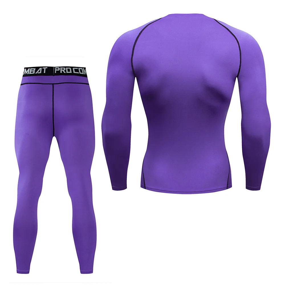 Men's Compression Suit Quick-Drying Breathable Training Sports Suit Round Neck Long Sleeve Shirt Leggings Running Gym Clothing
