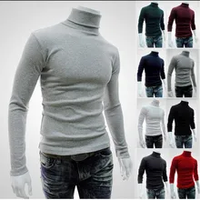 New Autumn Winter Men'S Warm Sweater Men'S Turtleneck Solid Color Casual Sweater Men's Slim Fit Brand Knitted Pullovers