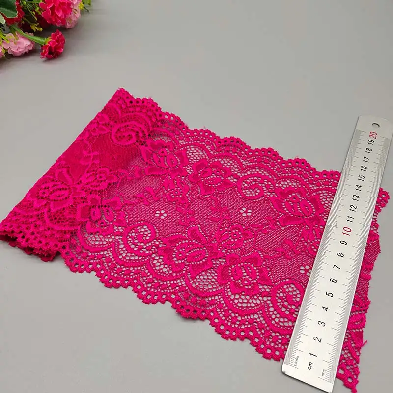 Lace Fabric 1Yard Flower Pattern 15CM Wide Elastic Lace Trim Ribbon Diy Craft Stretch