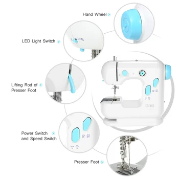 

Hot Multifunctional Electric Household Sewing Machine with Extension Table Dual Speed LED Light Foot Pedal Replaceable Presser F