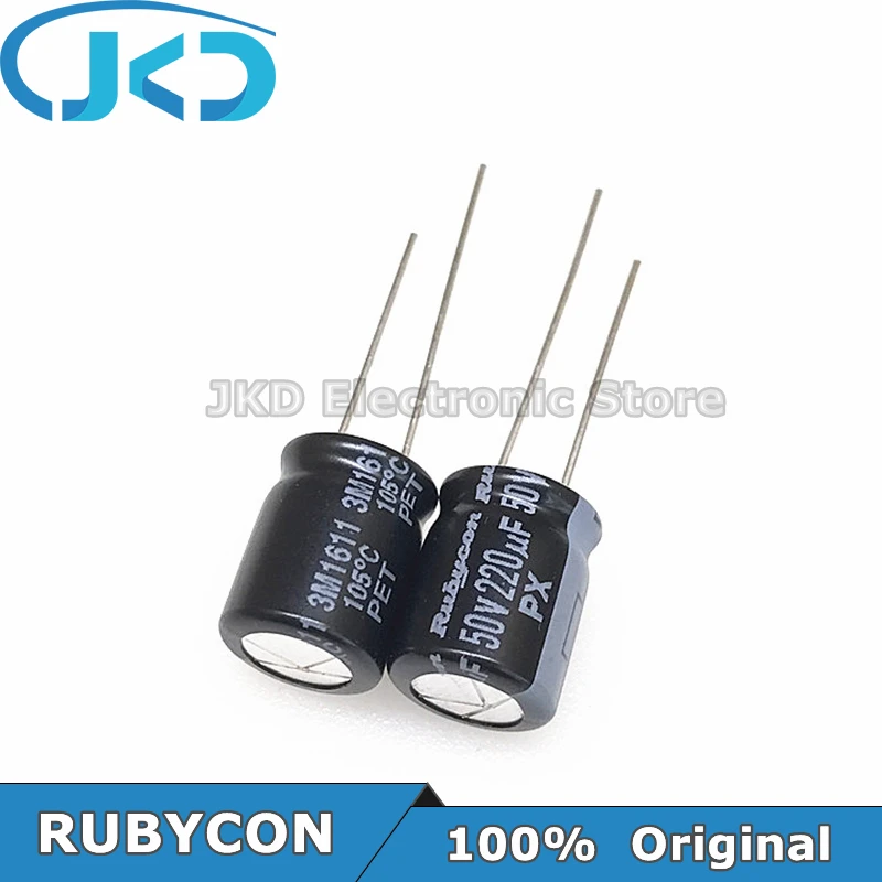 

20 шт., алюминиевый электролитический конденсатор RUBYCON 220UF 50V 10*12,5mm 220UF50V 50V220UF 10x12.5mm, 100% оригинал