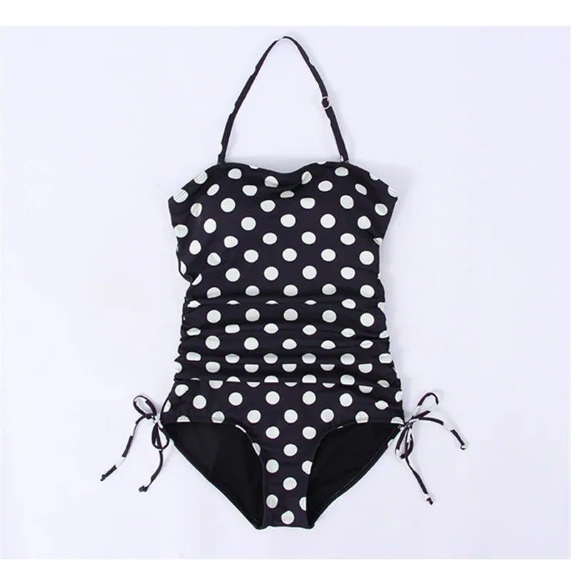 

2019 Sexy Swimwear Women One Piece Swimsuit Bodysuit Monokini Halter Dot Bathing Suit High Waist Swim Suit Wear Female Beachwear