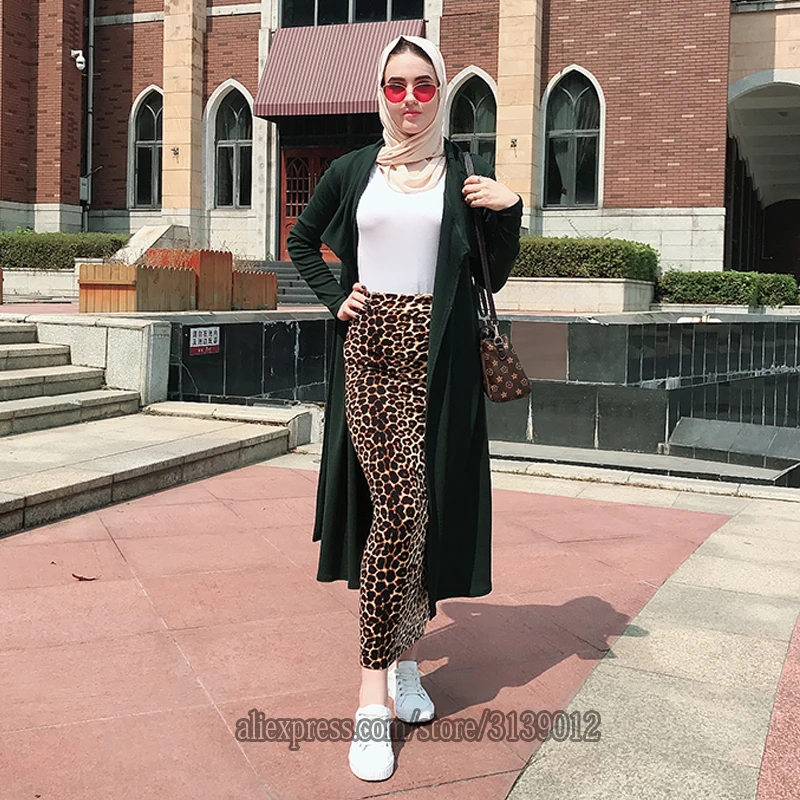 Faldas Mujer Moda Leopardo зимняя абайя мусульманская леопардовая длинная юбка-карандаш с высокой талией Jupe Longue Femme юбки для женщин