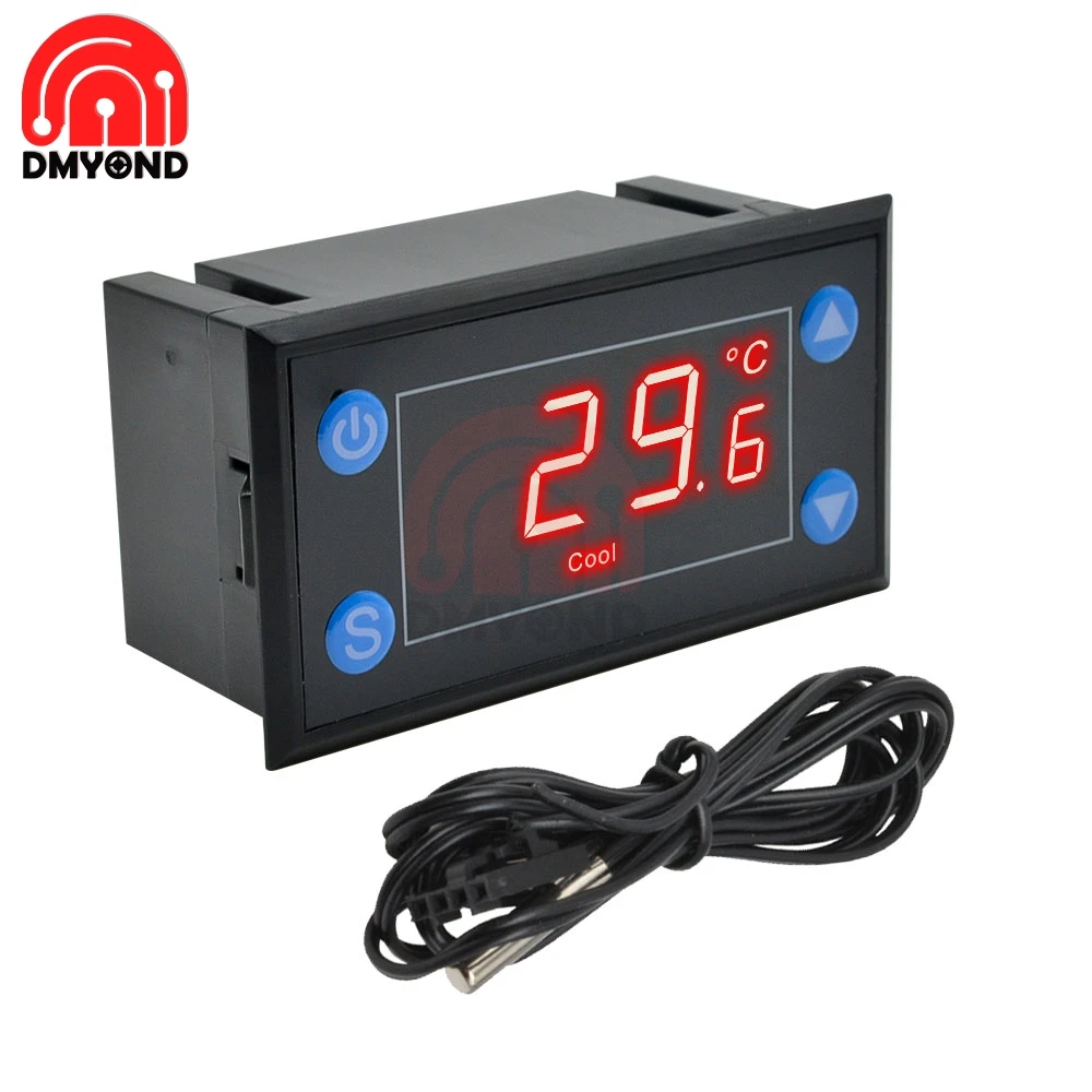 New W121 Digital LED Display High Precision Temperature Controller AC 110V-220V Thermostat with Heat/Cooling Control NTC Sensor
