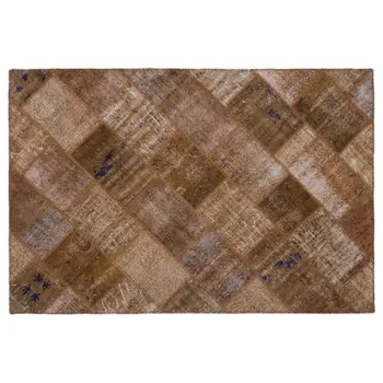 

Handmade Brown Vintage Overdyed Patchwork Area Rug 157x234 Cm-5'2''X7'8''