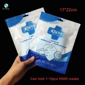

D&P Wholesale plastic packaging Bags With Hang Hole For 3 Layers Mask and disposable Mask Zipper Lock plasticPackage storage Bag
